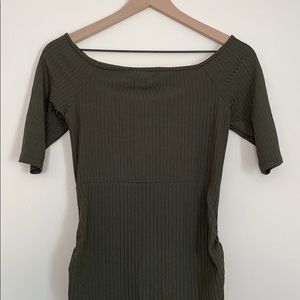 ASOS Maternity Midi Olive Green Rib Knit Dress